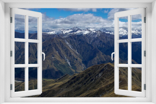 Fototapeta Naklejka Na Ścianę Okno 3D - The Remarkables mountain range as seen from the peak of Ben Lomond, near Queenstown New Zealand