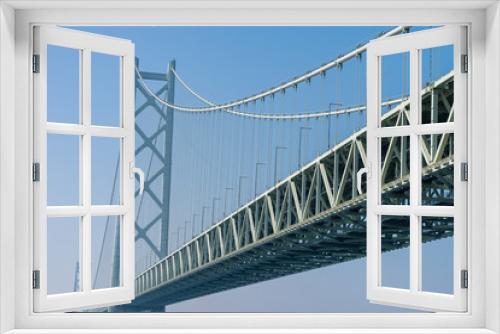Fototapeta Naklejka Na Ścianę Okno 3D - Akashi Kaikyo bridge, world longest suspension metal bridge in Kobe, Japan