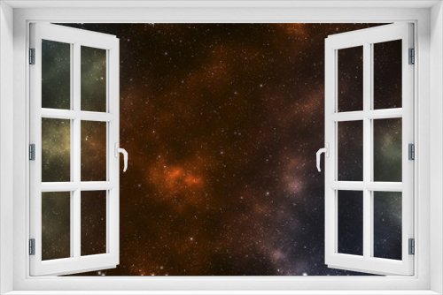 Fototapeta Naklejka Na Ścianę Okno 3D - Space with red nebula