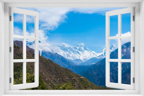 Beautiful snow defile mountain landscape, trekking route to the Everest Base Camp