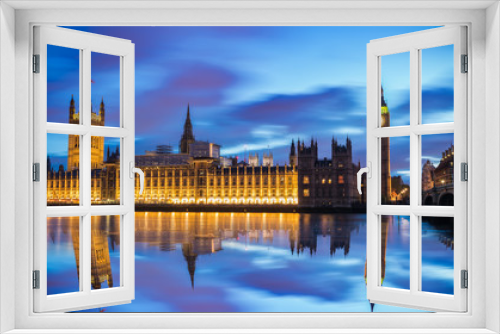 Fototapeta Naklejka Na Ścianę Okno 3D - Big Ben and Palace of Westminster at dusk in London. England