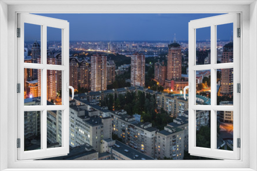 Fototapeta Naklejka Na Ścianę Okno 3D - Night Kiev city center view, Kiev, Ukraine