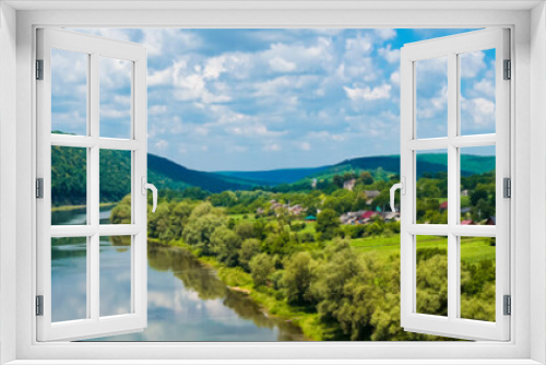 Fototapeta Naklejka Na Ścianę Okno 3D - панорама красивый вид  пейзаж река лес