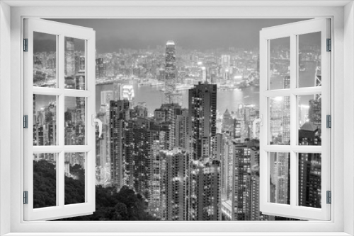Fototapeta Naklejka Na Ścianę Okno 3D - Hongkong from the peak view at night in old tone