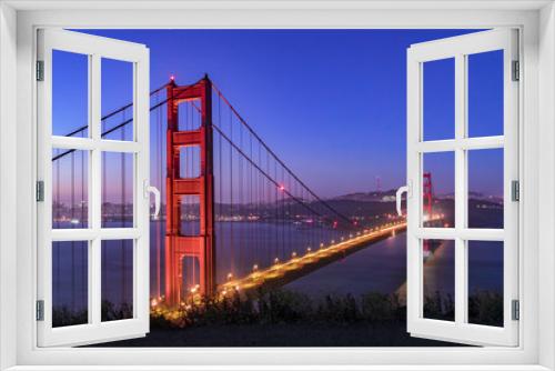 Fototapeta Naklejka Na Ścianę Okno 3D - Predawn Golden Gate from Battery Spencer overlooking San Francisco Bay