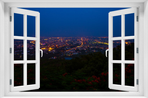 Night City in Chiang mai, Thailand,View from Doi Suthep scenic point , Ching mai city is most popular place of traveler