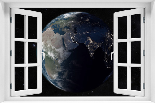 Fototapeta Naklejka Na Ścianę Okno 3D - Earth light time from space