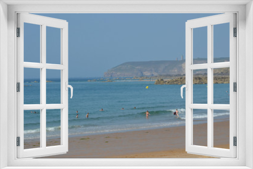 Fototapeta Naklejka Na Ścianę Okno 3D - Baignade et plage devant le Cap Frehel, Bretagne, France