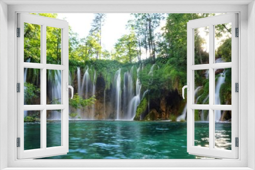 Fototapeta Naklejka Na Ścianę Okno 3D - Wasserfall bei den Plitwitzer Seen in Kroartien