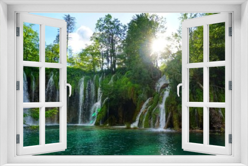 Fototapeta Naklejka Na Ścianę Okno 3D - Wasserfall bei den Plitwitzer Seen in Kroartien _ Plitvice