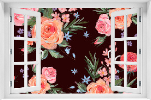 Fototapeta Naklejka Na Ścianę Okno 3D - Vintage seamless pattern wuth pink roses