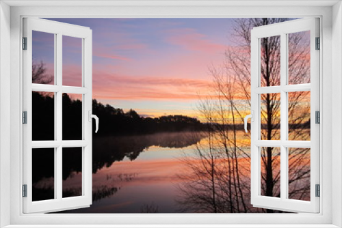 Fototapeta Naklejka Na Ścianę Okno 3D - Sunrise over the lake...Wolflake...Os...Norway