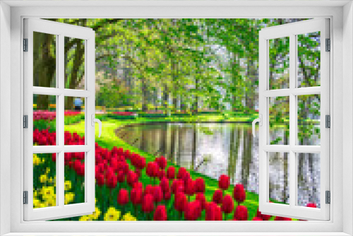 Fototapeta Naklejka Na Ścianę Okno 3D - Landscape in Keukenhof park , Holland