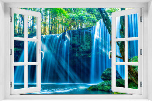 Fototapeta Naklejka Na Ścianę Okno 3D - 新緑の鍋ヶ滝（スローシャッター）