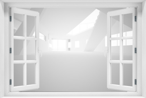Fototapeta Naklejka Na Ścianę Okno 3D - Abstract white parametric interior with window. 3D illustration and rendering.