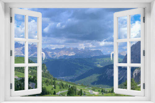 Fototapeta Naklejka Na Ścianę Okno 3D - Beautiful summer mountain view of Sella group on Dolomites