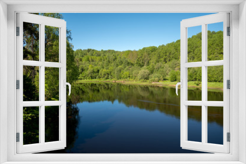 Fototapeta Naklejka Na Ścianę Okno 3D - Riverside forest view