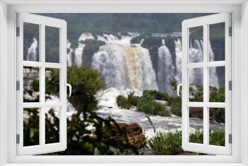 Fototapeta Naklejka Na Ścianę Okno 3D - Amazing waterfall scenery at Iguazu falls