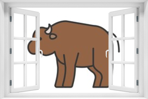 Fototapeta Naklejka Na Ścianę Okno 3D - bison, wild animal icon set, filled outline design