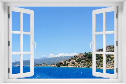 Fototapeta Naklejka Na Ścianę Okno 3D - Beautiful Blue Sea on from yacht in Turkey