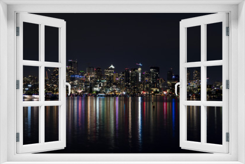Fototapeta Naklejka Na Ścianę Okno 3D - Seattle Night Skyline