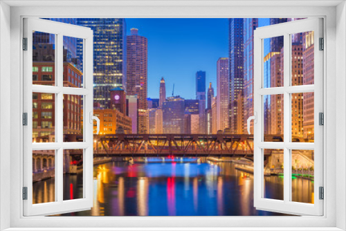 Fototapeta Naklejka Na Ścianę Okno 3D - Chicago, Illinois, USA Cityscape