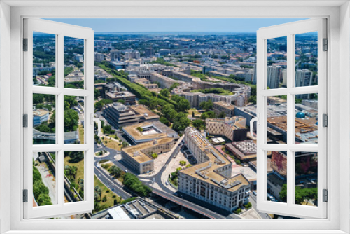 Aerial top view of Montpellier city skyline from above, Southern France
