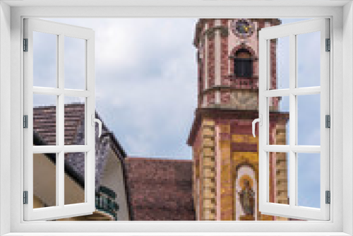 Fototapeta Naklejka Na Ścianę Okno 3D - Kirchturm St. Peter und Paul, Mittenwald, Bayern