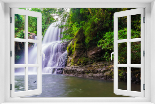 Fototapeta Naklejka Na Ścianę Okno 3D - Tropical deep forest Klong Chao waterfall in Koh Kood island
