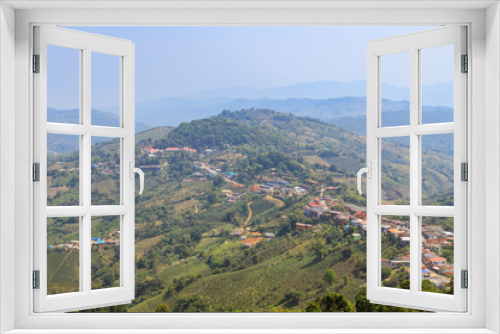 Fototapeta Naklejka Na Ścianę Okno 3D - Hill tribe village on top of Doi Mae Salong mountain in Chiangrai, north of Thailand