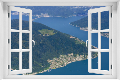 Fototapeta Naklejka Na Ścianę Okno 3D - aerial of Morcote village and Lugano lake, Switzerland