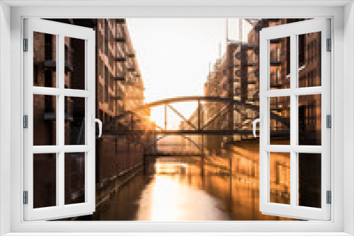 Fototapeta Naklejka Na Ścianę Okno 3D - Speicherstadt Hamburg am Morgen