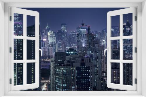Fototapeta Naklejka Na Ścianę Okno 3D - building exterior and cityscape in Shanghai at night