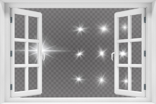 Fototapeta Naklejka Na Ścianę Okno 3D - White sparks glitter special light effect. Vector sparkles on transparent background. Christmas abstract pattern. Sparkling magic dust particles.