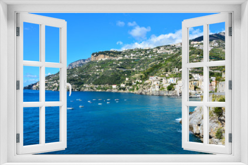 A view of Amalfi Coast, a popular tourist destination in the southern Italy, near the small town of Minori