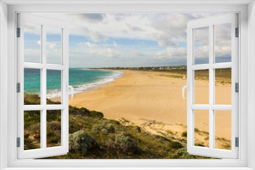Fototapeta Naklejka Na Ścianę Okno 3D - Top views of empty beach in Zahora, Cadiz province in South Spain. Remote location holidays concept, travel destination concepts