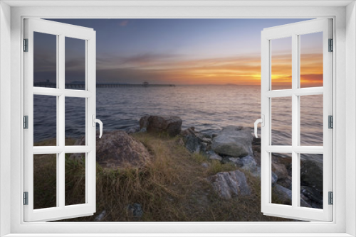 Fototapeta Naklejka Na Ścianę Okno 3D - Seascape with beautiful sky at sunset