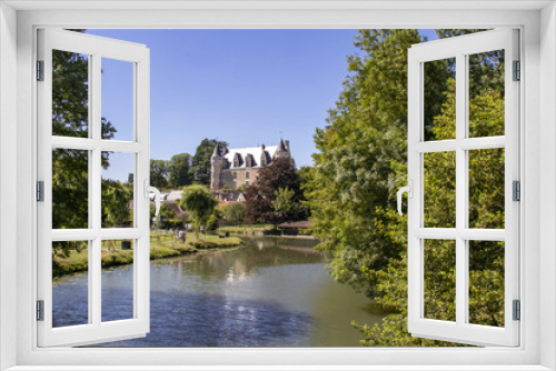 Fototapeta Naklejka Na Ścianę Okno 3D - Montrésor. Le château et les rives de l'Indrois. Indre-et-Loire. Pays de Loire
