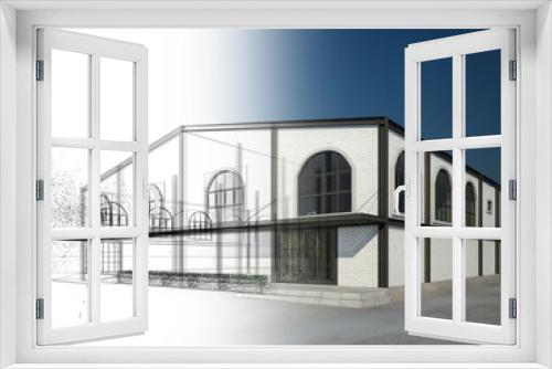 Fototapeta Naklejka Na Ścianę Okno 3D - sketch design of house ,3d rendering