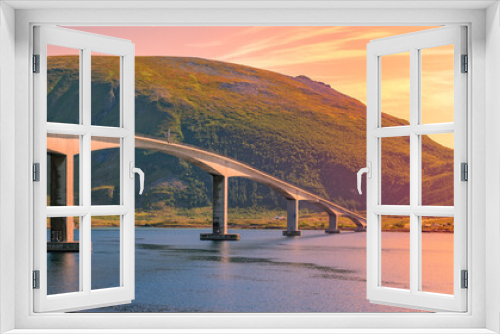 Fototapeta Naklejka Na Ścianę Okno 3D - Car on bridge road in Norway, Europe