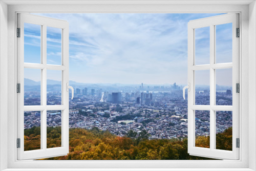 Seoul cityscape, the contrast view between city and nature