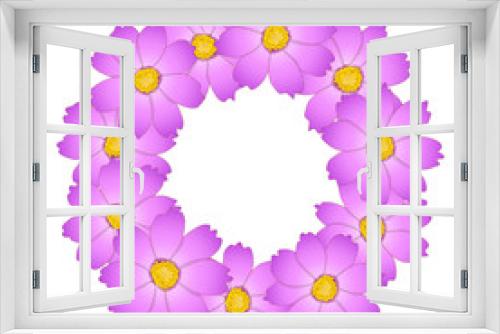 Fototapeta Naklejka Na Ścianę Okno 3D - Pink Cosmos Flower Wreath