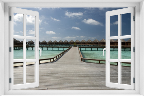 Fototapeta Naklejka Na Ścianę Okno 3D - Overwater bungalows, Maldives