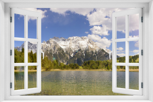 Fototapeta Naklejka Na Ścianę Okno 3D - Berge im Karwendel spiegeln sich im See