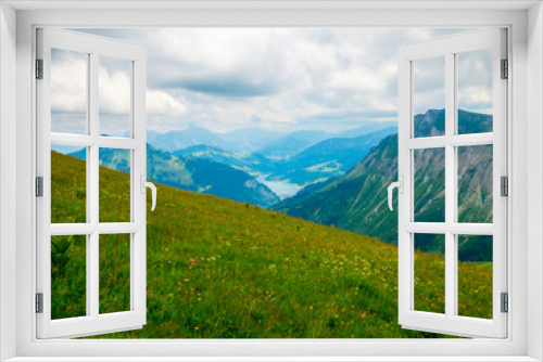 Fototapeta Naklejka Na Ścianę Okno 3D - Summer landscape of Switzerland mountain nature at Rochers-de-Naye