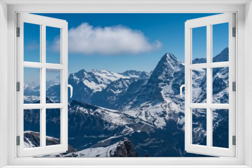 Fototapeta Naklejka Na Ścianę Okno 3D - Switzerland, snow alps panorama view