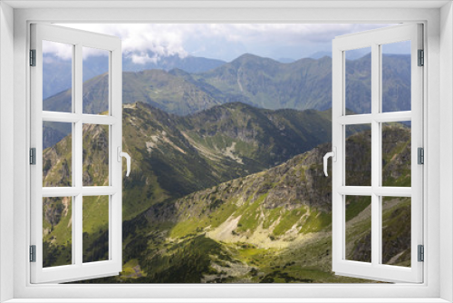 Fototapeta Naklejka Na Ścianę Okno 3D - view from mountain boesenstein to mountains hochhaide and moserspitz, styria,austrian alps