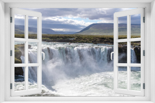 Fototapeta Naklejka Na Ścianę Okno 3D - HDR shot of Godafoss waterfall in Iceland from the west side.