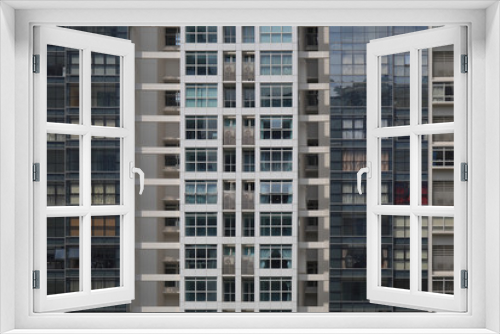 Fototapeta Naklejka Na Ścianę Okno 3D - Condo and apartment modern design style skyscraper building. multistorey residence facility.