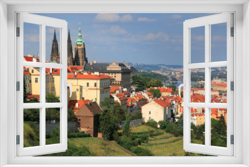 Fototapeta Naklejka Na Ścianę Okno 3D - Panoramic view of St. Vitus Cathedral in Prague, Czech Republic